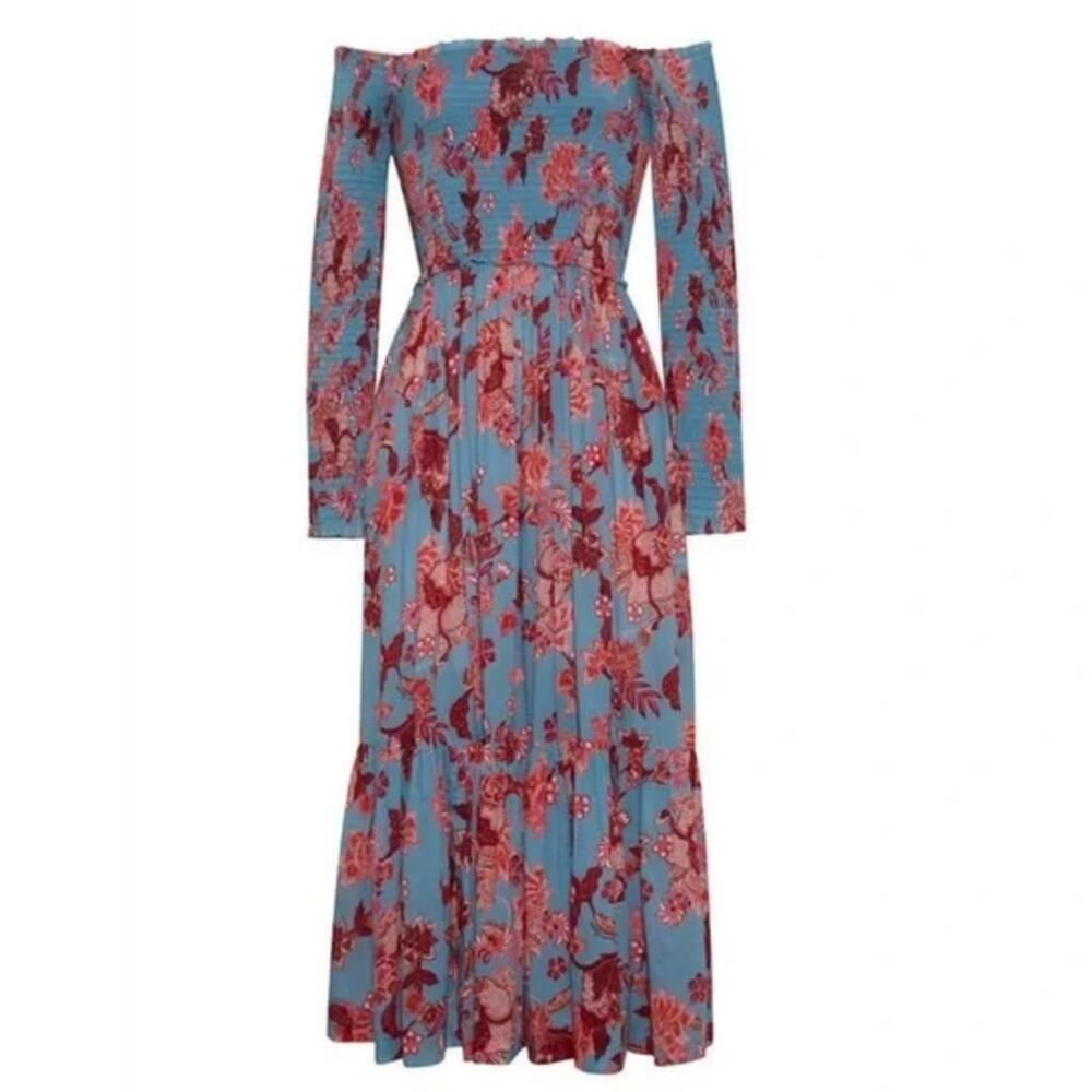 Cara Cara Skylar Floral Smocked Off The Shoulder Midi Dress
